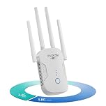 QLOCOM WiFi 5 Extender Booster, Dual Band 2.4G/5.8G Signal Range Extender with 4 High-Gain Antennas, 2600 sq.ft Coverage