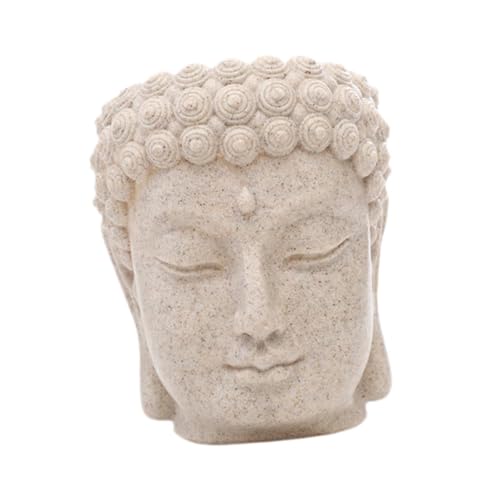 PawwJoy Figura de cabeza de Buda, maceta de escritorio, contenedor para interiores y exteriores, escritorio, dormitorio, decoración del hogar, regalo de inauguración de la casa, estilo B
