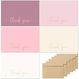 slapaflife Thank You Cards with Envelopes,20 Pack - 4x6 Inches Thank You Notes,Elegant Dusty Pink Emboss Gold Foil Pressed,Baby Shower Thank You Cards,Wedding,Formal All Occasion Cards