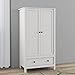 Panana 2 Door Wardrobe, Armoire with Drawer for Bedroom (White)
