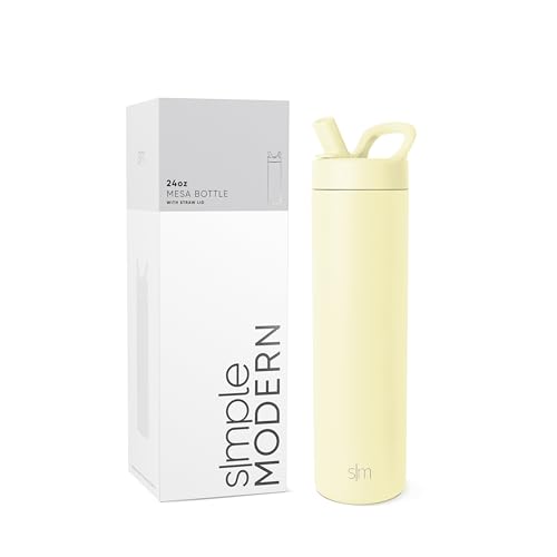 Simple Modern Water Bottle with Straw lid | Insulated Stainless Steel Thermos | Reusable Travel Water Bottles for Gym & Sports | Leak Proof & BPA Free | 24oz, Buttercup