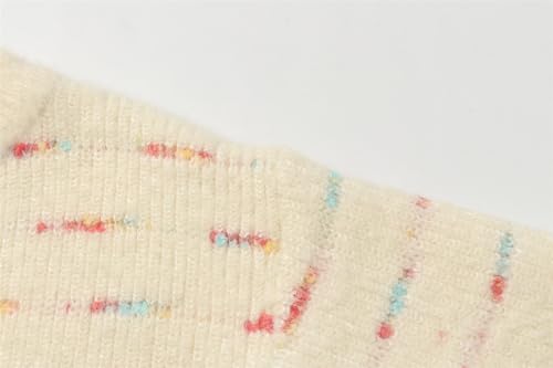 Image of Mud Kingdom Girls Fuzzy Sweater Pullover Colorful Stripes Fashion Knitwear for Toddler Casual