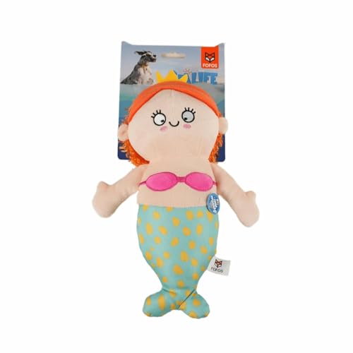 FOFOS Sealife Sirena Peluche Perro Juguete, Mediano (0-20kgs) Costuras Reforzadas Mayor Durabilidad, Chirriador Interior, para Todas Las Razas de Perros, Masticar, Tirar, Jugar