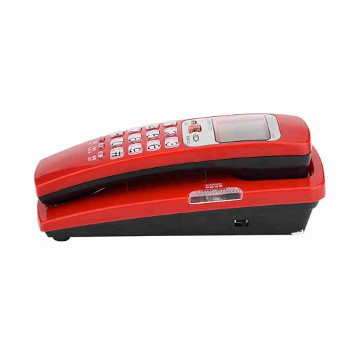 Generic Teléfono de Escritorio con Cable, Identificador de Llamadas FSK/DTMF, con Botones y Volumen para Uso Doméstico y de Oficina, Teléfono Fijo con Acceso Rápido a Números (Rojo)