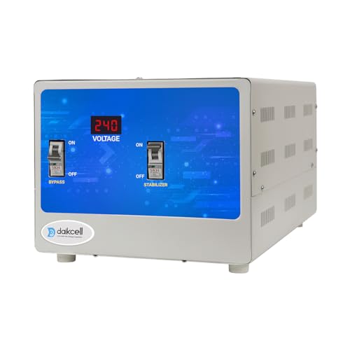 daikcell 10 KVA 90V-300V Heavy Duty Mainline Voltage Stabilizer for Home - 8000W - 40 Amps Load - 1+4 Years Warranty - DSR013 - White - Single Phase