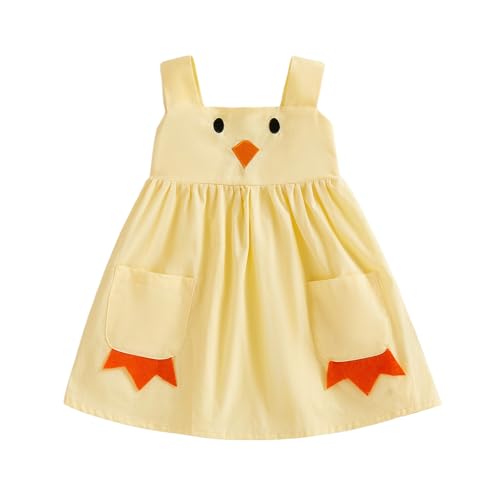 Infant Baby Girl Chicken Dress Farm Animal Clothes Rooster Hen Sleeveless A Line Casual Tank Dress Summer Outfit (Yellow 3-6 Months)