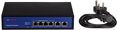 Image of CP Plus 6 Ports Switch with 4 Gigabit PoE Ports (1000 Mbps) & 2 Gigabit Uplink Ports (1000 Mbps) PoE Switch | Supports Full /Half Duplex Mode | Supports PoE AI | Plug & Play - CP-DNW-GPU4G2-48-V3