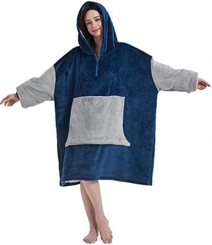 Beauty Shine Oversized Wearable Blanket Hoodie with Zipper, Women and Men Sherpa Blanket, Kangaroo Pocket, Pullover for Adults Fits All(Milan Summer,Zipper)
