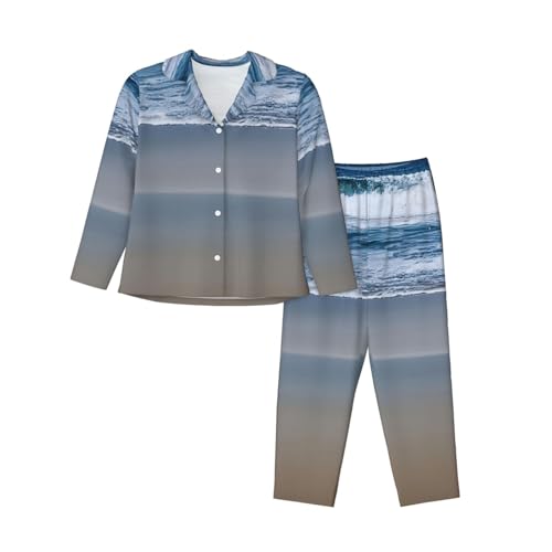 Ensemble de pyjama 2 pièces pour femme respirant et chaud à manches longues pour la nuit