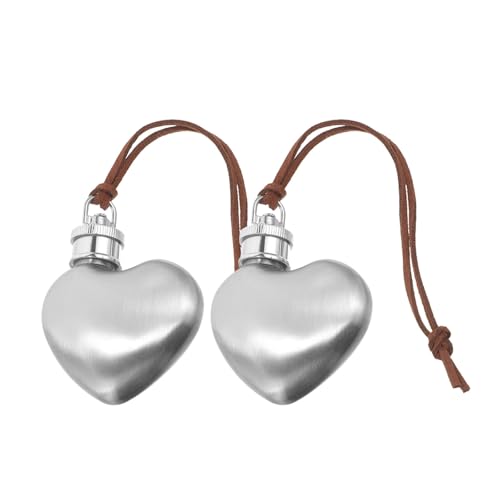 Genérico Petaca Colgante de Acero Inoxidable en Forma de Corazón 30ml (1oz) Color Plateado Tapa Sellada, Frasco Portátil para Vino y Licor, Adecuado para Camping y Actividades al Aire
