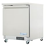 EMPURA 28" Undercounter Refrigerator with One-Solid Door | Low-Profile Reach-In Fridge for Restaurant Cafeteria Diner | 5.4 Cu Ft, Digital LED Display | 35.5"H x 27.8"W x 29.9"D, Stainless Steel, 115v