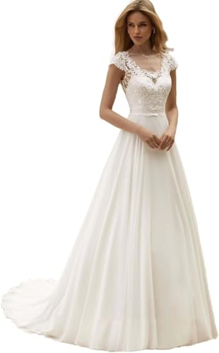 Lace Appliqued Wedding Dresses for Bride 2025 Beach Wedding Bridal Gowns for Women
