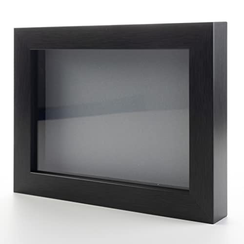 Charcoal 20x24 Shadow Box Solid Wood Display Frame with Grey Acid-Free Backing UV Acrylic & Hanging Hardware | 3/4