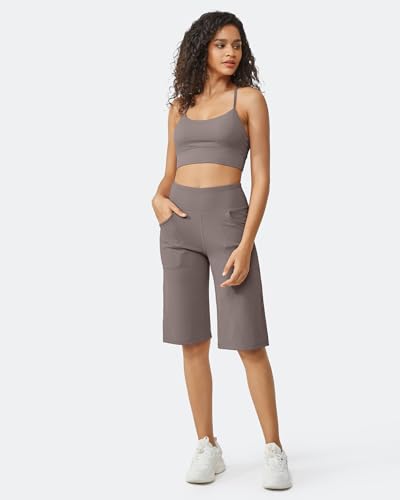 Image of Promover 14 inch /21 inch /23 inch /25 inch Inseam Capri Pants for Women Wide Leg Yoga Cropped Pants with Pockets Loose Casual Summer Pant
