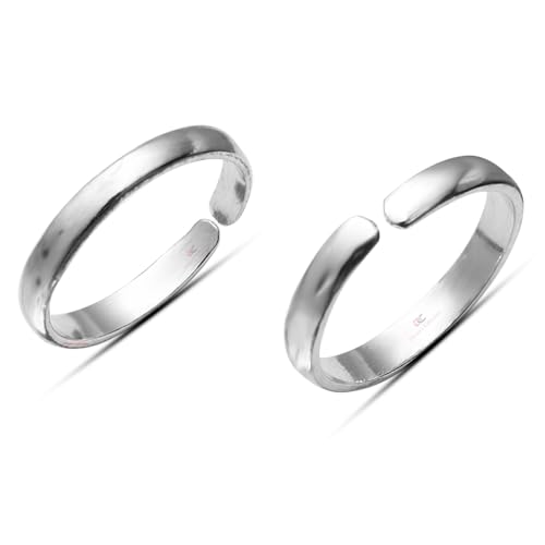 DHRUVS COLLECTION 925 Silver Glossy Finished Plain Toe Ring, Bichchiya for Girls & Women| Perfect Valentine Gift For Her