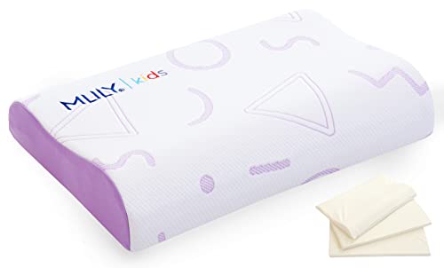 MLILY Kids Pillow for Sleeping, Adjustable Kids Memory Foam Pillow for Bed Set, Breathable and Soft Pillows for Kids Boy Girl, CertiPUR-US Certified, 12x20 Inch, Purple by MLILY - Used condition - US$28.14