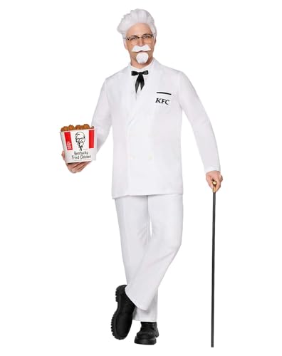 Spirit Halloween KFC Adult Colonel Sanders Costume, Officially Licensed, Funny Outfit, Men, Size ADULT EXTRA LARGE Standard, Multicolor