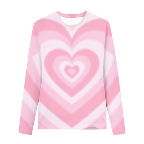 Girls Tie Dye Shirt Long Sleeve T-Shirt Valentin's Day Love Printed Cotton Tee Tops3