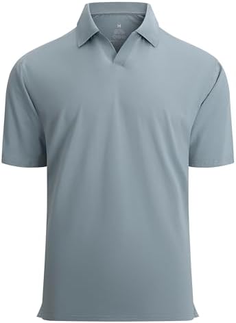 Alex Vando Mens Cotton Polo Shirts V-Neck Short Sleeve Casual Shi...