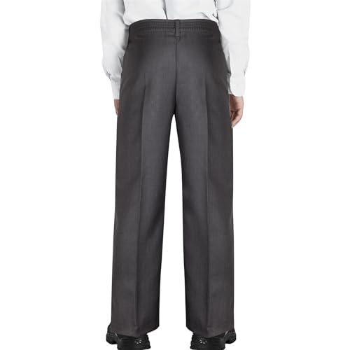 Boys Plain Jet Black School Uniform Pants Pull Up Regular Fit Elasticated Waist School Trouser Age 3-16 Years4