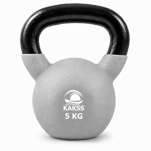 Image of Kakss Half Coating Neoprene Kettlebell (2kg to 40kg)(Proudly Made in India) (5kg, Grey)