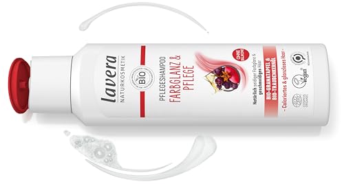 lavera Pflegeshampoo Farbglanz & Pflege - ohne Silikone - Natürlich seidiger Farbglanz & geschmeidiges Haar - vegan - Naturkosmetik - 250 ml