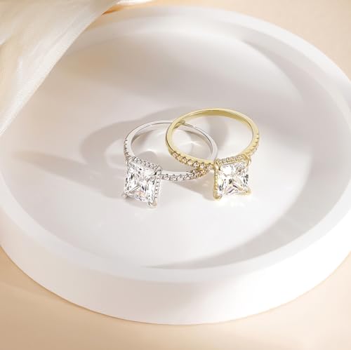 Tigrade B09QRW4ZQM_CA NARF 4Ct Engagement Ring For Women Radiant Cut Cubic Zirconia Wedding Band Cz Promise Anniversary Ring Size 3-13 thumb #2