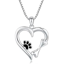 MEDWISE 925 Sterling Silver Dog Paw Print/Rabbit/Panda/Frog Necklace Pendant Heart Necklace Jewelry Gifts for Women Ladies Wife Mother Daughter Granddaughter Birthday Christmas