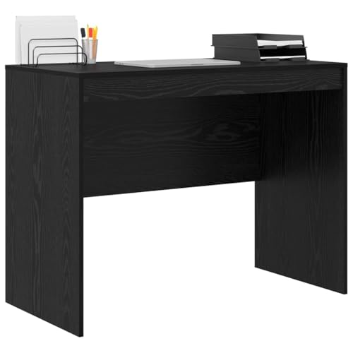 Bureau noir et chêne 100x50 cm avec rangement compact pour ordinateur
