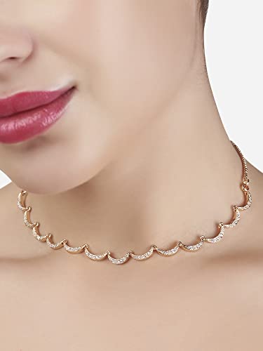Chic CZ Crescent Necklace for Women