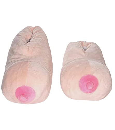 Faretumiya Funny Unisex Adult Plush Slippers Novelty Gag Gifts House Slippers Cute Furry Anti Slip Flat Shoe for Women Men