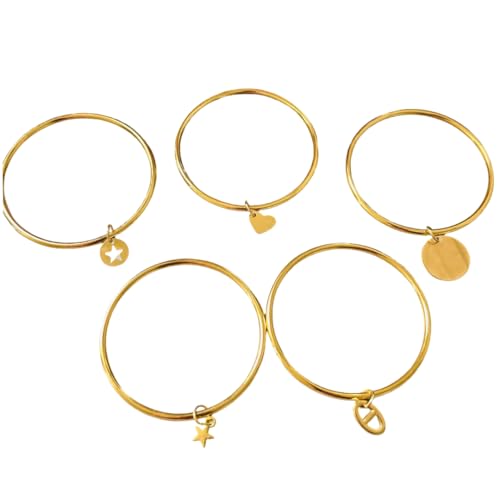 bracelet jonc rigide personnalisable acier inoxydable - pendentif au choix -or doré ou argent -cadeau anniversaire-bracelet femme personnalisé- breloque...