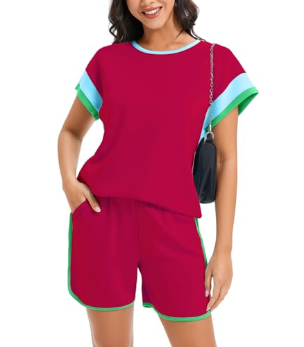 Survêtement 2 pièces femme short pull manches courtes ensemble loungewear décontracté