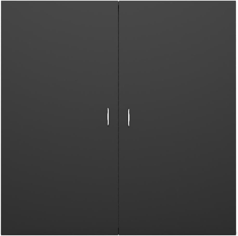 Pemberly Row Magnetic Ceramic Whiteboard Cabinet, 4 x 4ft, Self-Healing Cork Doors, Black Wood Laminate Frame, Marker Storage, Versatile Office Presentation and Conference Tool