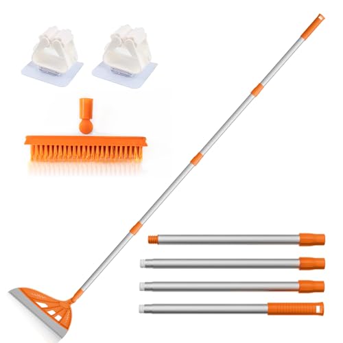 Image of Multifunction Magic Rubber Air Broom, Replaceable Silicone Floor Squeegee, Sweeper and Scrape 2 in 1 Household Cleaning Squeegee Broom for Floor, Bathroom, Kitchens, Tile, Glass (Orange)