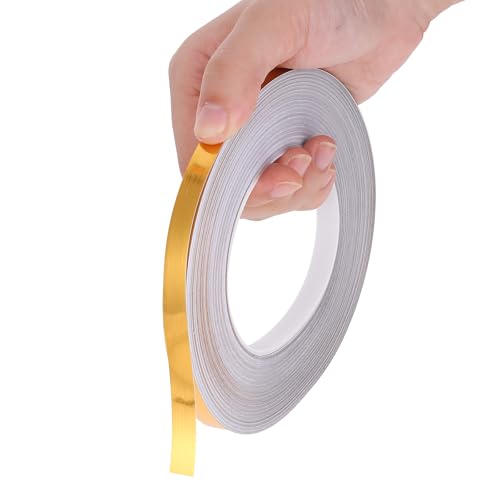 50M x 10mm Selbstklebendes Metallisiertes Klebeband - Abziehbarer und Aufklebbarer Dekoraufkleber - Craft Dekoratives Gold Zierstreifen f&uuml;r Akzentwand, Kunsthandwerk