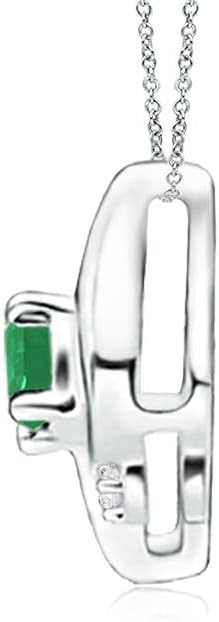 Angara Natural Emerald Pendant for Women | Shell Style Oval Emerald and Diamond Pendant in 14K Solid Gold/Sterling Silver/Platinum With 18" Chain | May Birthday, Anniversary, Gemstone Jewelry Gift - Image 2
