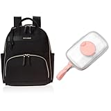 Skip Hop Diaper Bag Backpack: Enviluxe Multi-Function Baby Travel Bag with Changing Pad and Stroller Straps, Eco Friendly, Black On-The-Go Wipes Dispenser, Grab & Go, Blush Gift Set