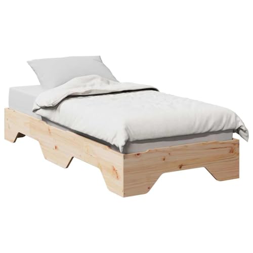 vidaXL Cadre de lit sans Matelas empilable 75x190 cm Bois Massif, lit empilable, Meuble de Chambre, lit en Bois, lit Simple empilable, sommier