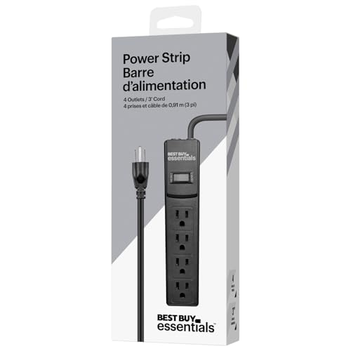 Image of Best Buy essentials Phone & Mobile Device Charging Accessories - Lightning & USB-C Options, Charging Cords, Hubs & Power Accessories (4 Outlet Strip, 3 ft)