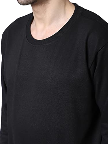 Image of BZR-Men's Fleece Round Neck Regular Sweatshirt (Sw Rrn Black 01-L Black L)(1903)