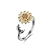 HAOBOYO Sterling Silver Fidget Anxiety Ring for Women Teens Adjustable Open Fidget Rings for Anxiety Fidget Relieving Stress Sunflower Moon Star Stackable Rings Jewelry for Women Girl(Sunflower 1)