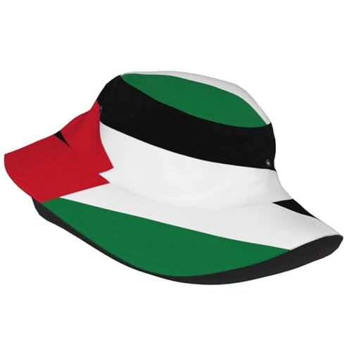 Flag of The State of Palestine Unisex Adult Sunshade Bucket hat, Summer Beach Sun hatï¼ŒLight and Breathable Foldable Black2