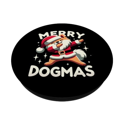 Merry Dogmas Dab Pose Golden Retriever Dog Christmas Santa PopSockets Swappable PopGrip, Black - Image 2