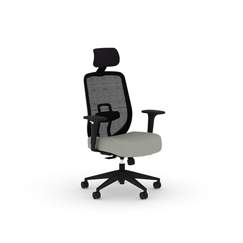 Image of HON Altern Ergonomic Office Chair with Headrest, Mid‑Back Mesh Desk Chair, Adjustable Arms, Seat Slide, Synchro‑Tilt, Rolling Computer Seat for Home Office, Black Frame, Fog