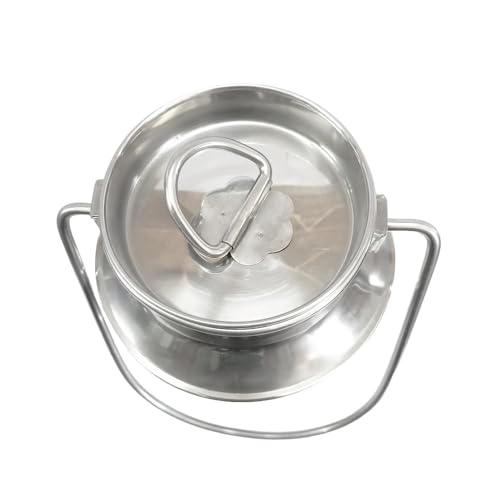 CHEFKIT Stainless Steel Milk, Ghee, Oil Storage Container | Airtight, Leak-Proof Stainless Steel Storage Can | Akhand Jointless Milk Can/Oil Pot with Lid | Induction Compatible Bharni (Silver, 2)