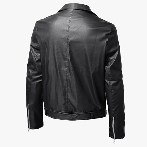 Maiyifu-GJ Mens Faux Leather Biker Jacket Vintage Asymmetric Zip Motorcycle Jackets PU Lightweight Punk Belted Slim Coat4