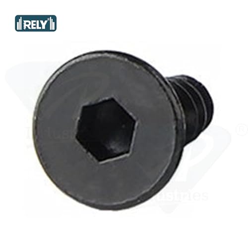 Image of Rely⇒VP INDUSTRIES (Pcs-25) M5.5x30 mm Allen CSK Head Self-Tapping Screw - Black Zinc Furniture Bolt for Wood Boards, Cabinets, Cupboards & Chairs
