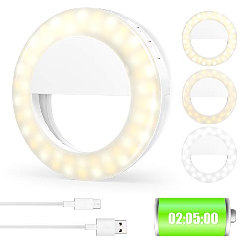 Selfie-Ringlicht, wiederaufladbarer Clip auf Licht Ring Kamera Telefon LED Ringlicht mit Dual LED Ringe für Fotografie, YouTube Video,
