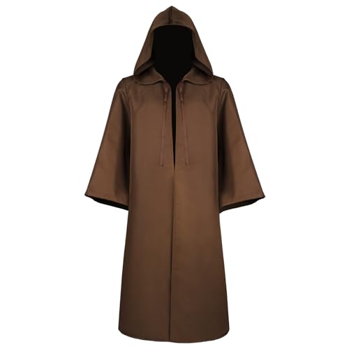 Dajiahao Men Cosplay Cloak Robe Costume Adult Halloween Costume Tunic Hoodies Robe Cosplay Capes(brown-L)